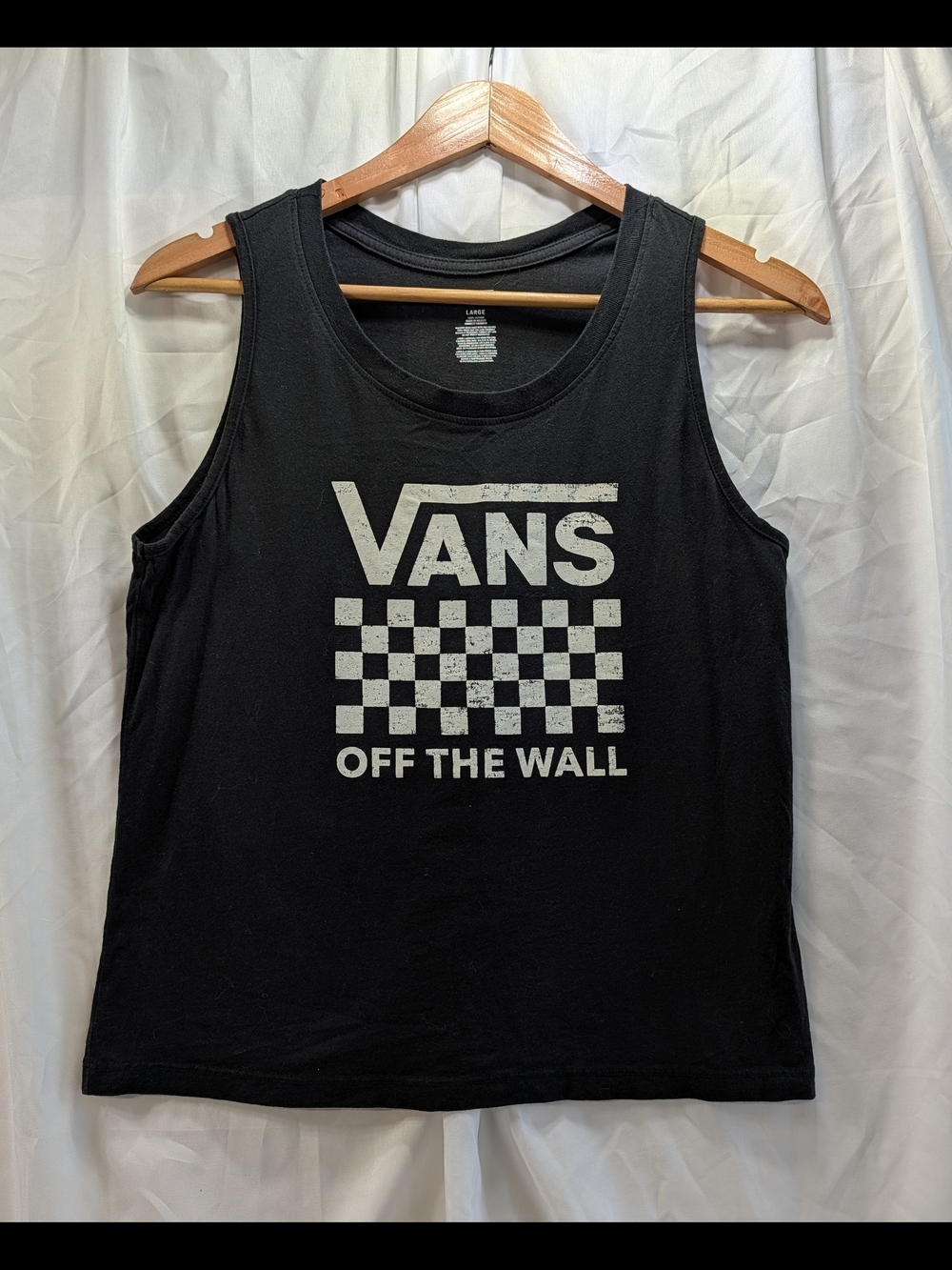 Vans Black Checkerboard 'Off The Wall' Tank Size Large